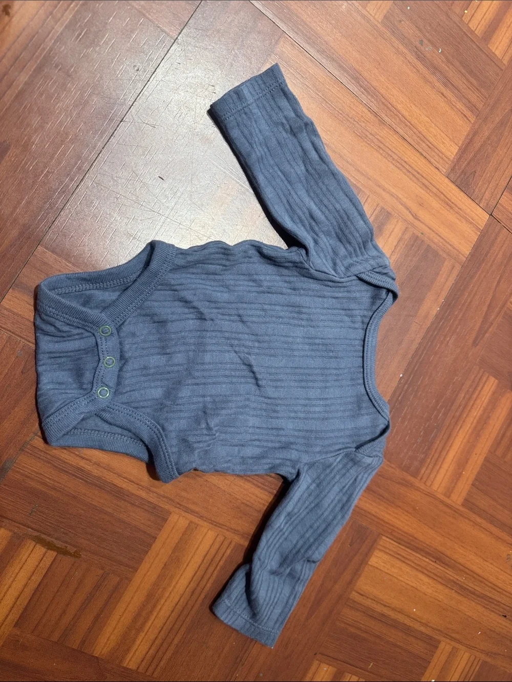 Long Sleeve Ribbed Baby Onesie - Slate Blue